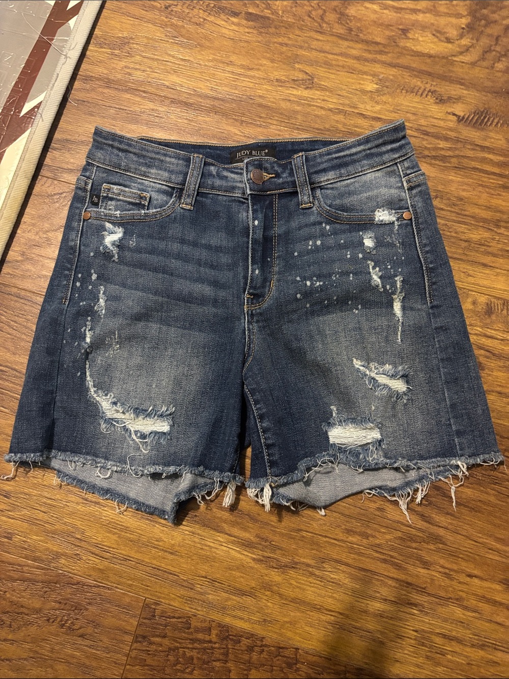 Judy Blue Dark Wash Distressed Denim Shorts
